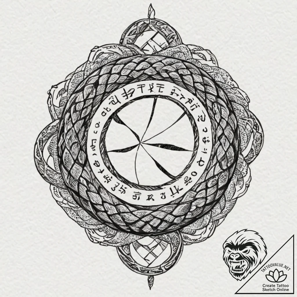 Engraved serpent wrapped in runes, concept ar... - tattoo sketch (№1753251541_0, 23.07.2025 06:19) — tattoovalue.net