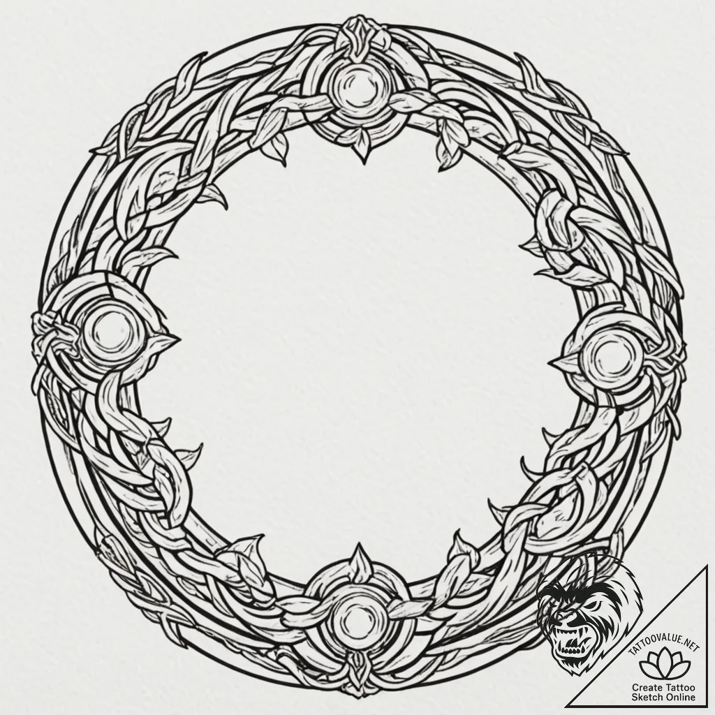 Arcane chains forming circle, tattoo flash sh... - tattoo sketch (№1753251618_0, 23.07.2025 06:20) — tattoovalue.net