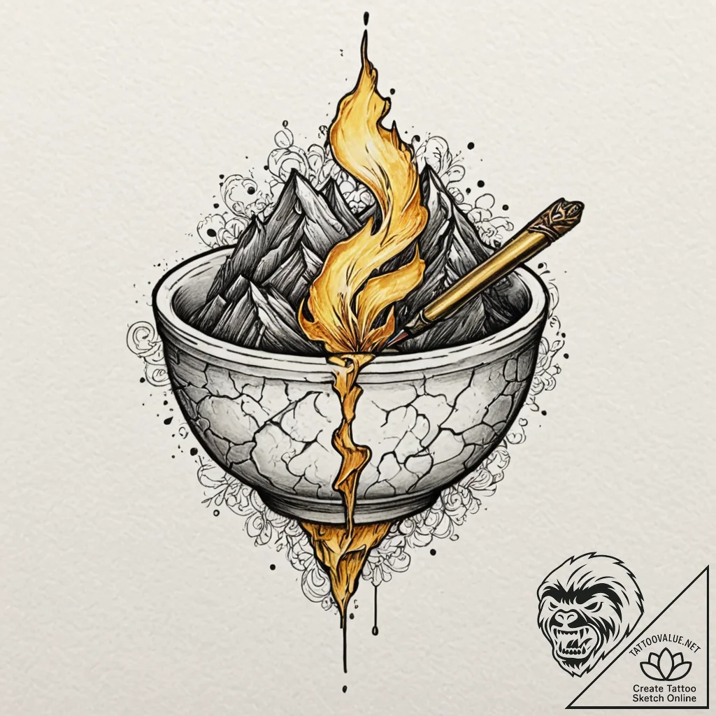 Kintsugi (the art of repairing pottery with g... - tattoo sketch (№1753251768_0, 23.07.2025 06:22) — tattoovalue.net