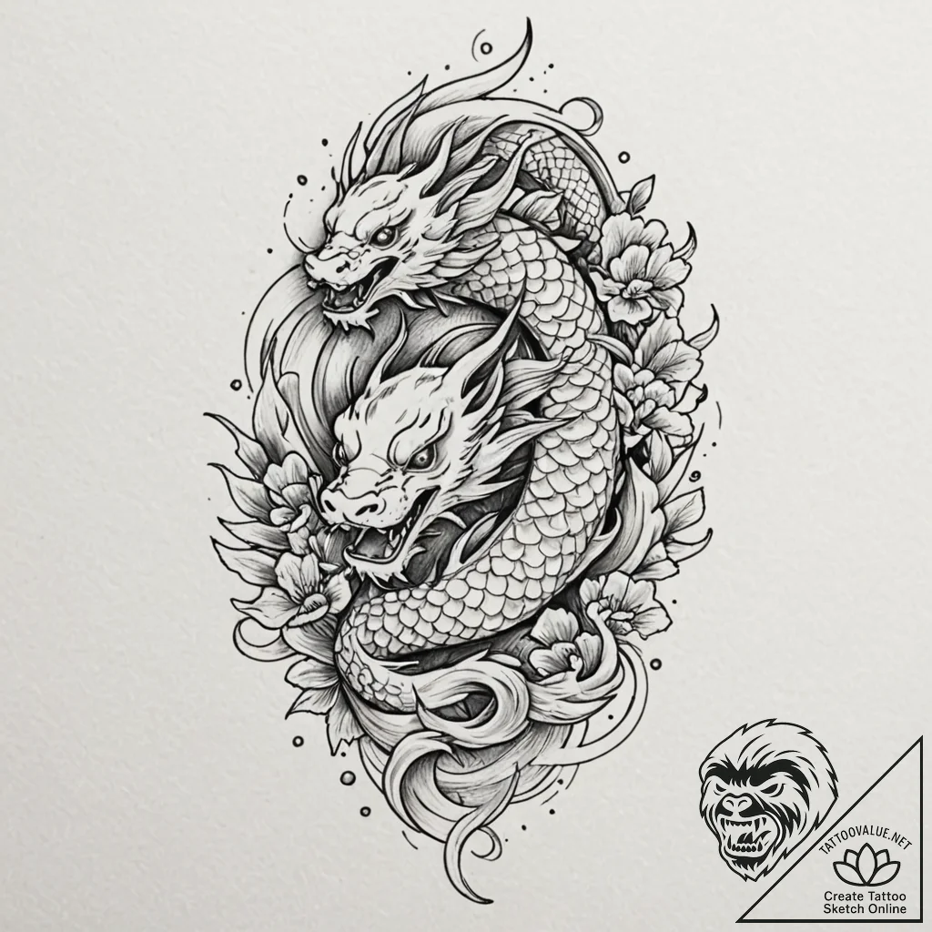 Q, tattoo sketch design, irezumi japanese tat... - tattoo sketch (№1753251845_0, 23.07.2025 06:24) — tattoovalue.net