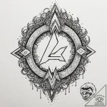 Zen blade devouring ancient rune, ink illustr… – tattoo sketch (№1753252226_0, 23.07.2025 06:30) — tattoovalue.net