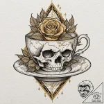 Broken teacup, repaired with gold (kintsugi),… – tattoo sketch (№1753252379_0, 23.07.2025 06:32) — tattoovalue.net