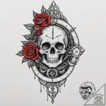 Pendulum sigil beneath crimson gate, tattoo l… – tattoo sketch (№1753252455_0, 23.07.2025 06:34) — tattoovalue.net