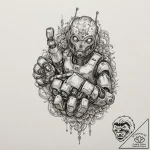 Robot hand giving a thumbs up, tattoo sketch… – tattoo sketch (№1753252606_0, 23.07.2025 06:36) — tattoovalue.net