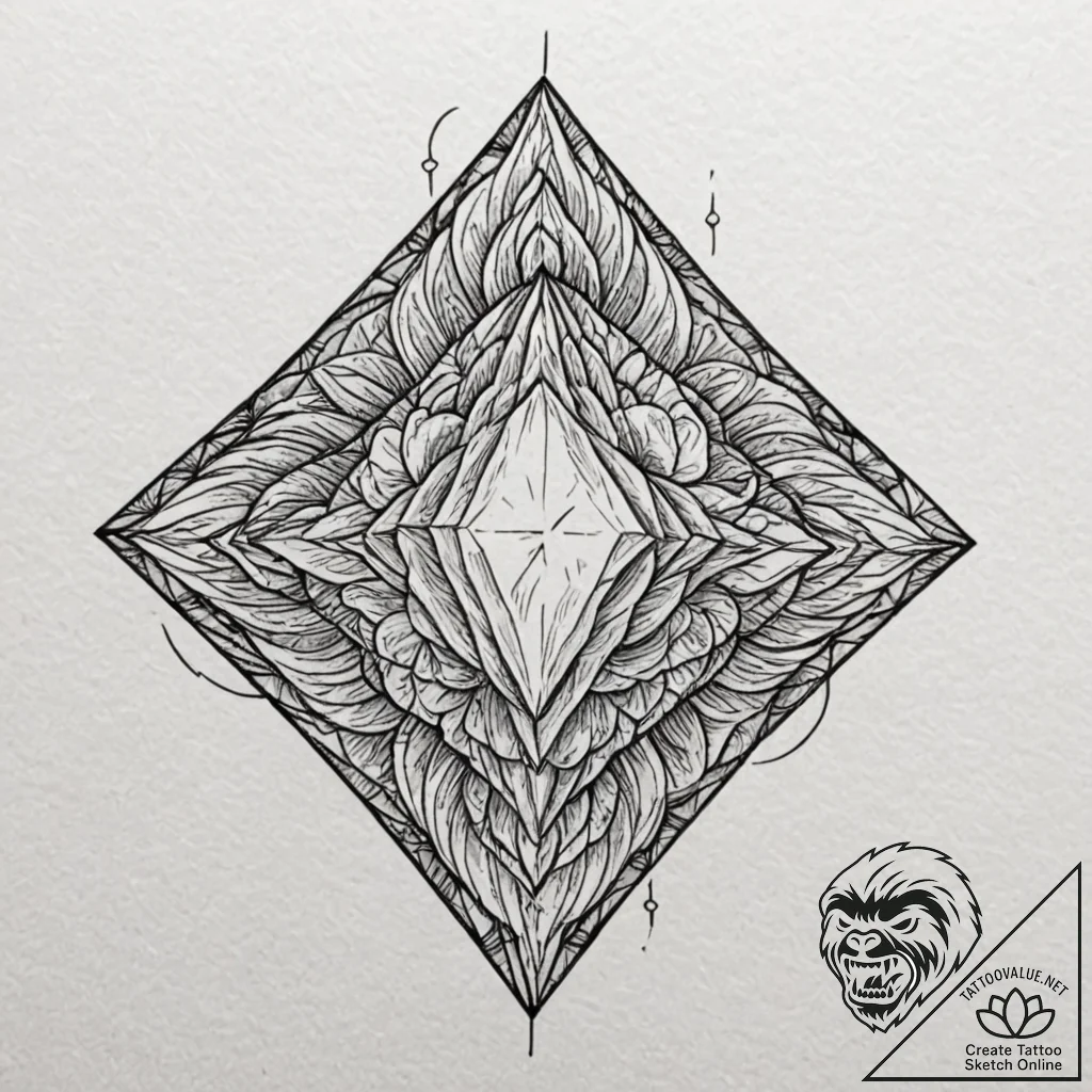 Quartz crystal with a flickering led embedded... - tattoo sketch (№1753253140_0, 23.07.2025 06:45) — tattoovalue.net
