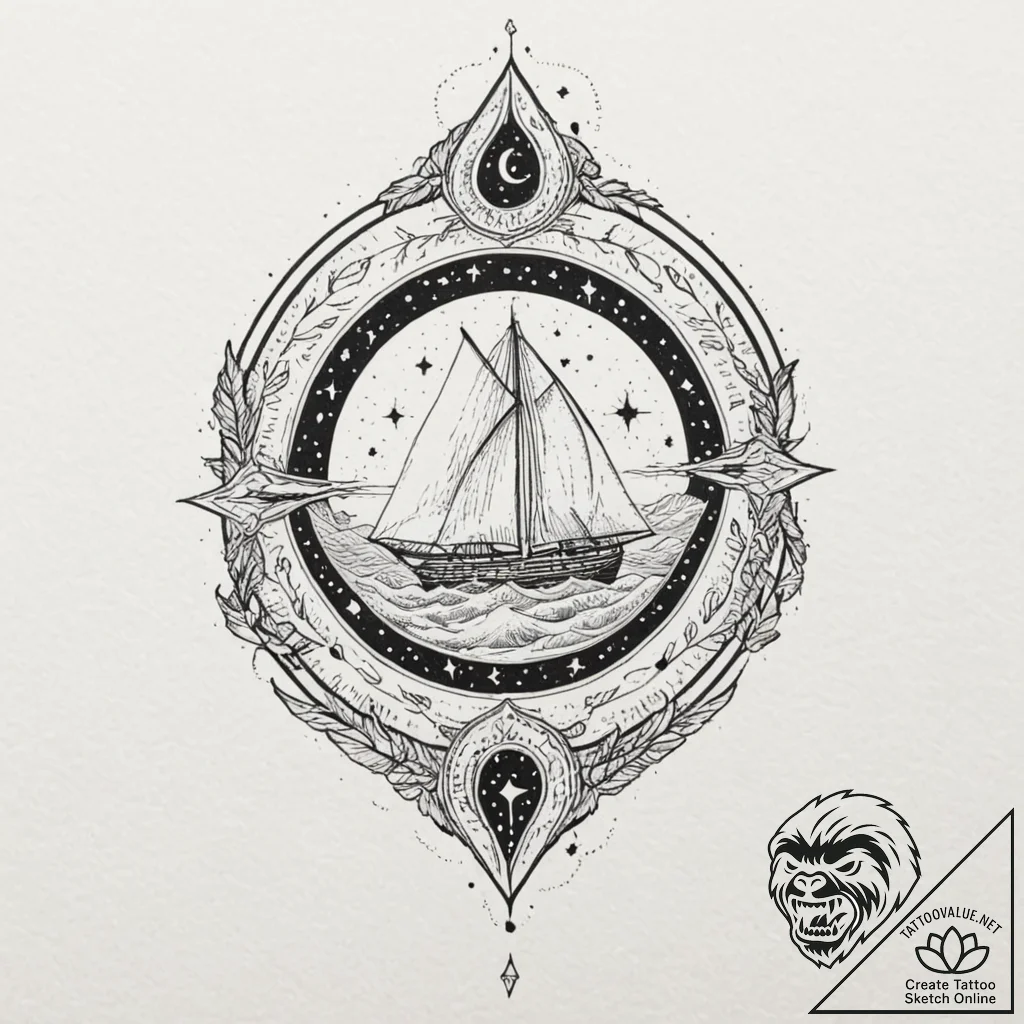 Ivory relic devouring starlight, artistic tat... - tattoo sketch (№1753253673_0, 23.07.2025 06:54) — tattoovalue.net