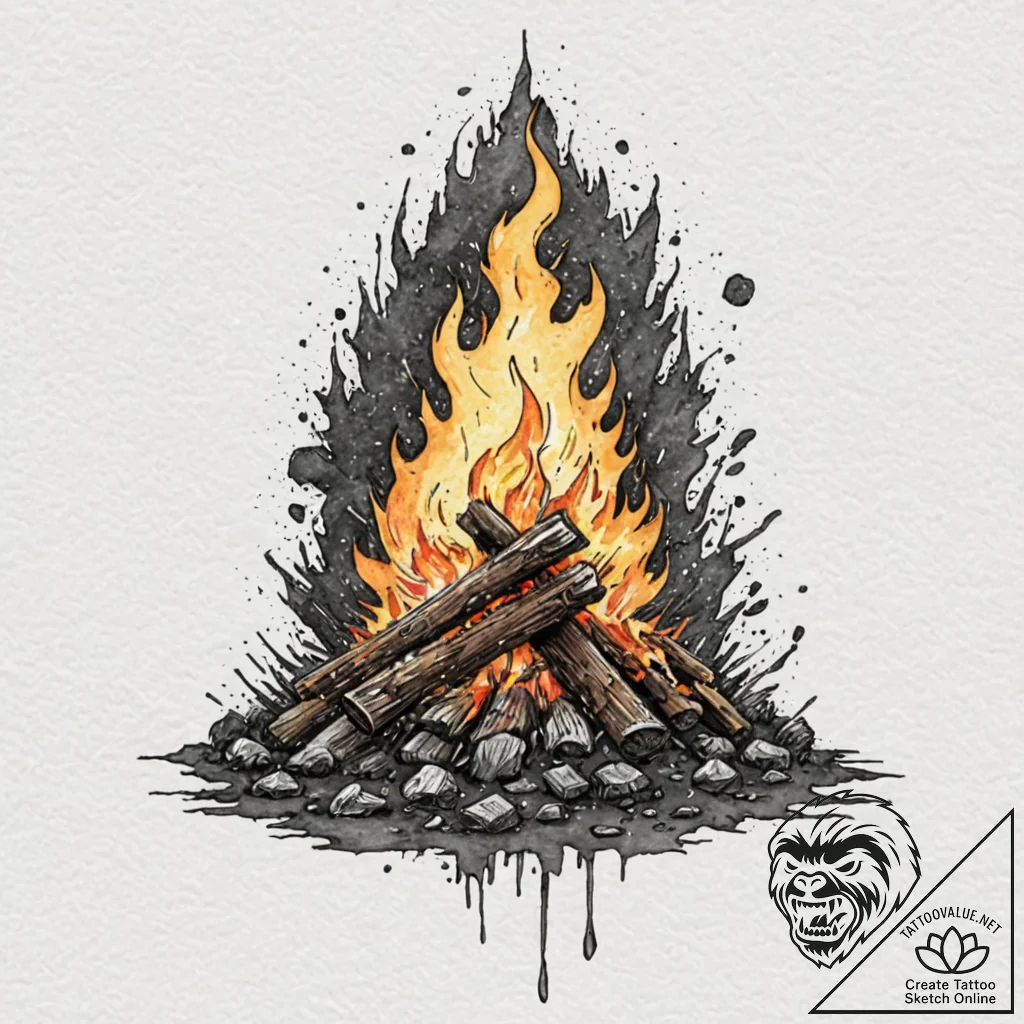 A "bonfire" from dark souls, tattoo sketch de... - tattoo sketch (№1753255195_0, 23.07.2025 07:19) — tattoovalue.net