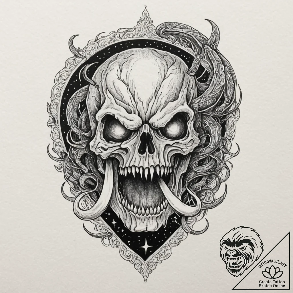 Onyx helm devouring starlight, tattoo flash s... - tattoo sketch (№1753255347_0, 23.07.2025 07:22) — tattoovalue.net