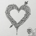 Knotwork heart pierced by arrow, tattoo sketc… – tattoo sketch (№1753255882_0, 23.07.2025 07:31) — tattoovalue.net