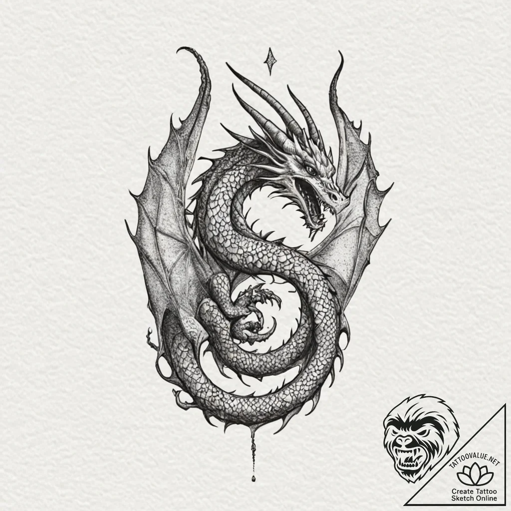 Dragon talon grasping crown, tattoo drawing o... - tattoo sketch (№1753255958_0, 23.07.2025 07:32) — tattoovalue.net