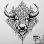 Buffalo, tattoo flash sheet design, on a clea… – tattoo sketch (№1753256111_0, 23.07.2025 07:35) — tattoovalue.net
