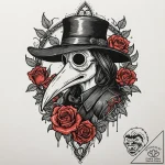A plague doctor mask (is there, but can be a… – tattoo sketch (№1753256187_0, 23.07.2025 07:36) — tattoovalue.net