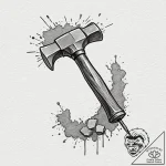 Stonemason’s chisel and hammer, ink illustrat… – tattoo sketch (№1753256339_0, 23.07.2025 07:38) — tattoovalue.net