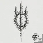 Ice spear crowned in runes, tattoo drawing ou… – tattoo sketch (№1753257330_0, 23.07.2025 07:55) — tattoovalue.net
