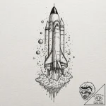 A powerful blast off rocket, space exploratio… – tattoo sketch (№1753257863_0, 23.07.2025 08:04) — tattoovalue.net