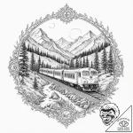 Train on a railway to infinity, concept art f… – tattoo sketch (№1753257940_0, 23.07.2025 08:05) — tattoovalue.net