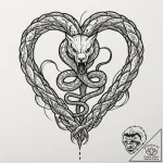 Clawed serpent devouring heart, concept art f… – tattoo sketch (№1753258168_0, 23.07.2025 08:09) — tattoovalue.net