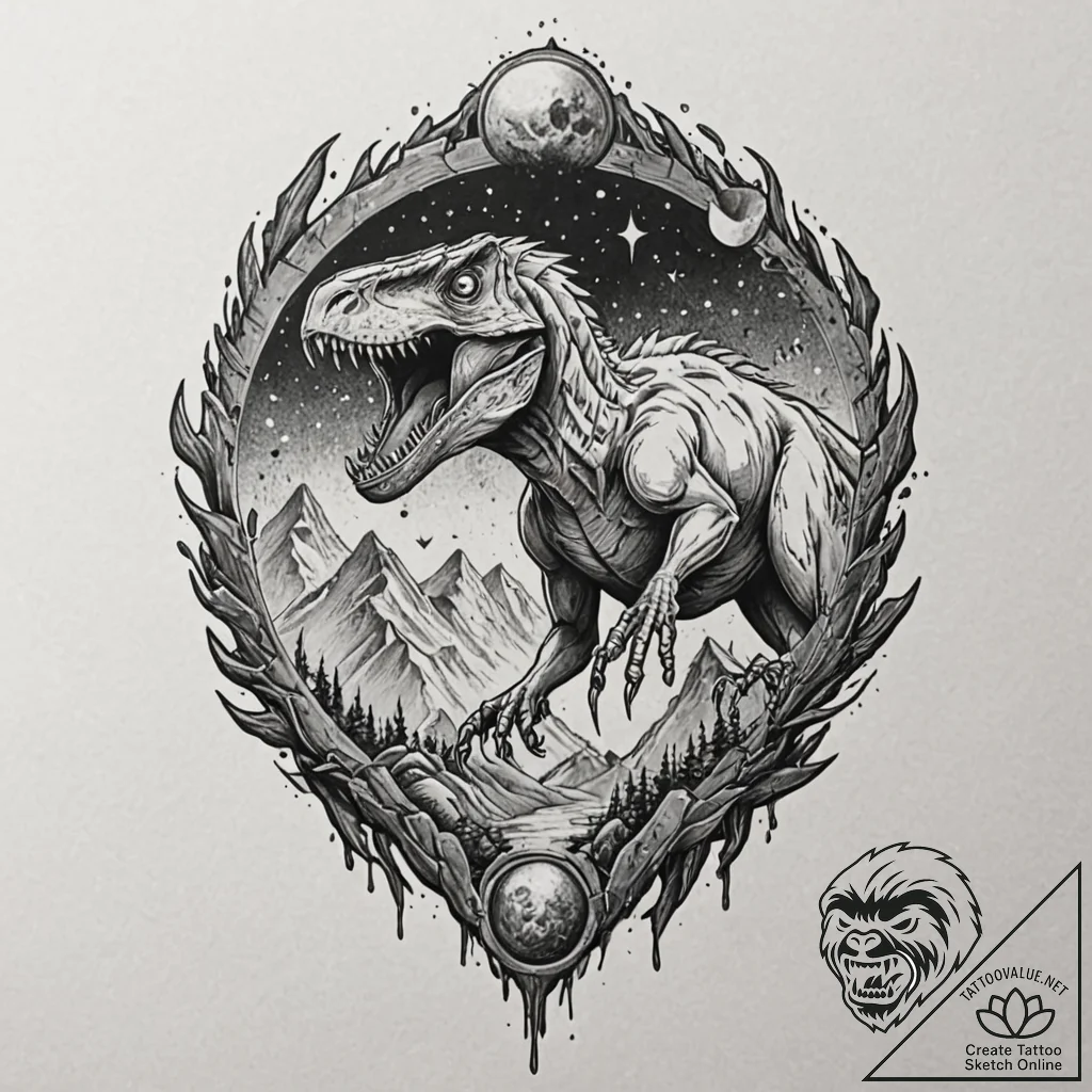 Raptor talon beneath shattered moon, concept... - tattoo sketch (№1753259006_0, 23.07.2025 08:23) — tattoovalue.net