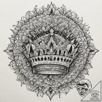 Fractured crown within ritual circle, tattoo… – tattoo sketch (№1753260454_0, 23.07.2025 08:47) — tattoovalue.net