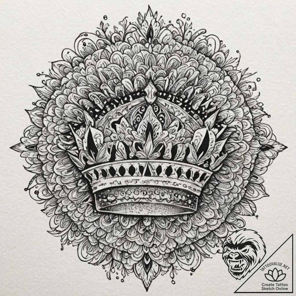 Fractured crown within ritual circle, tattoo... - tattoo sketch (№1753260454_0, 23.07.2025 08:47) — tattoovalue.net
