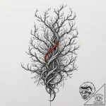 Quiver tangled in thorned vines, tattoo line… – tattoo sketch (№1753260682_0, 23.07.2025 08:51) — tattoovalue.net