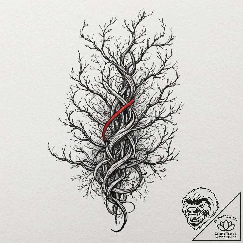 Quiver tangled in thorned vines, tattoo line... - tattoo sketch (№1753260682_0, 23.07.2025 08:51) — tattoovalue.net