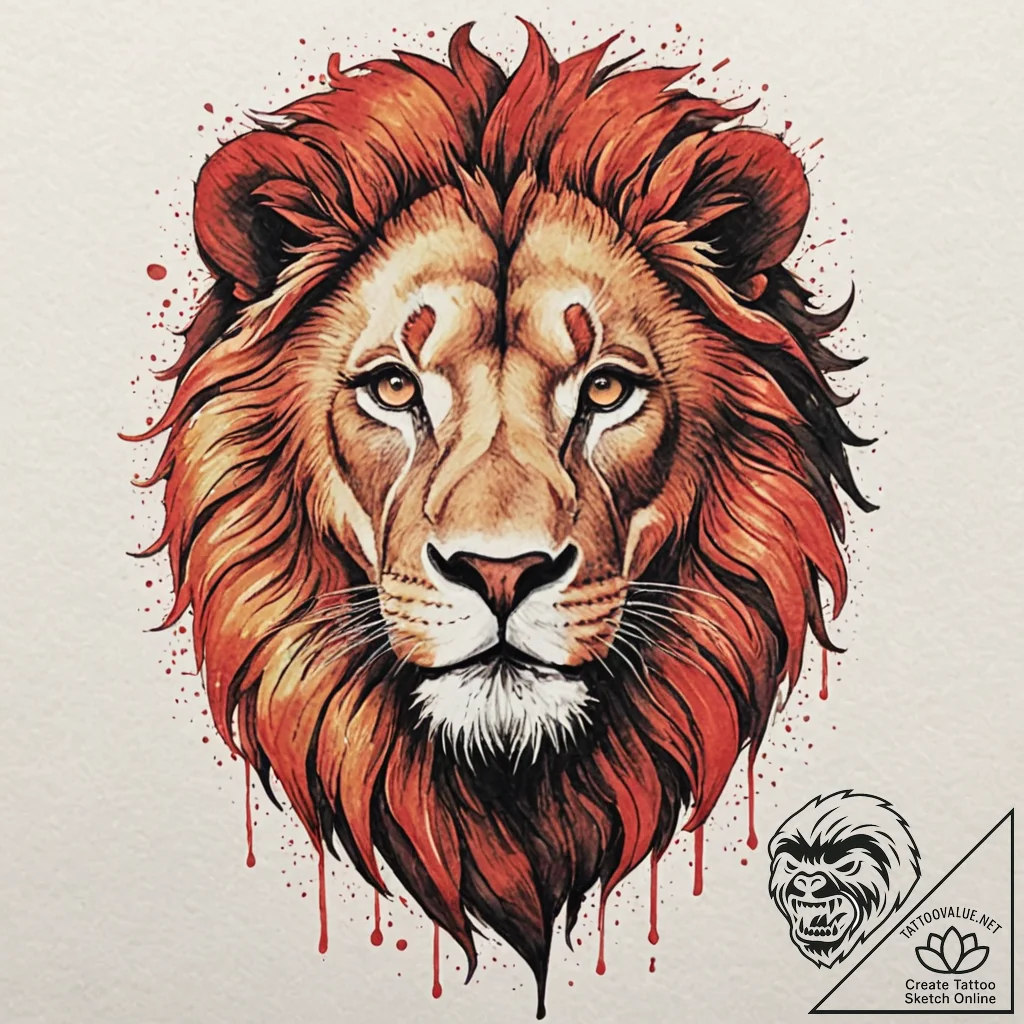 Angelic lion with glowing mane, concept art f... - tattoo sketch (№1753260758_0, 23.07.2025 08:52) — tattoovalue.net