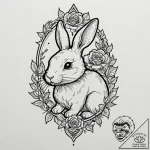 The white rabbit from alice in wonderland, ta… – tattoo sketch (№1753260910_0, 23.07.2025 08:55) — tattoovalue.net