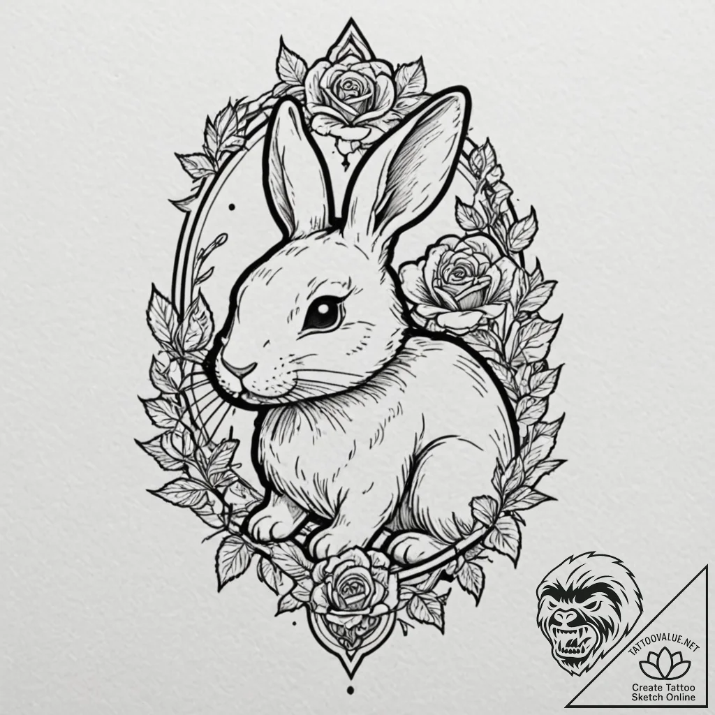 The white rabbit from alice in wonderland, ta... - tattoo sketch (№1753260910_0, 23.07.2025 08:55) — tattoovalue.net