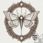 Lunar moth beneath spectral gate, tattoo sket… – tattoo sketch (№1753262511_0, 23.07.2025 09:21) — tattoovalue.net