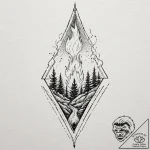 Torch burning with spectral flame, artistic t… – tattoo sketch (№1753262587_0, 23.07.2025 09:23) — tattoovalue.net