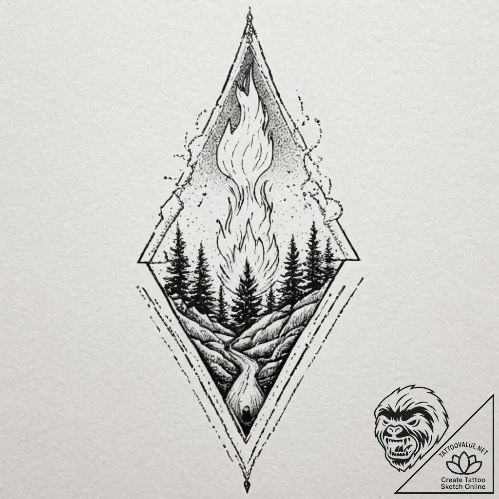 Torch burning with spectral flame, artistic t... - tattoo sketch (№1753262587_0, 23.07.2025 09:23) — tattoovalue.net