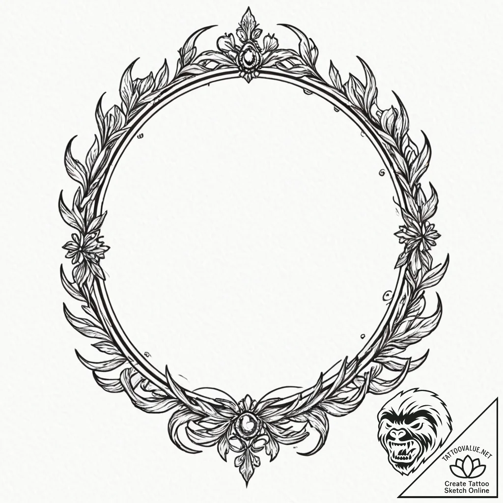 Abyssal mirror with claw marks, tattoo line a... - tattoo sketch (№1753263548_0, 23.07.2025 09:39) — tattoovalue.net