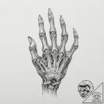 Ivory blade in skeletal grip, tattoo drawing… – tattoo sketch (№1753264001_0, 23.07.2025 09:46) — tattoovalue.net