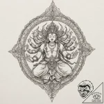 Yamantaka (tibetan wrathful deity), artistic… – tattoo sketch (№1753264081_0, 23.07.2025 09:48) — tattoovalue.net