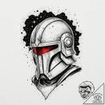 Battered knight’s helmet, visor showing a neb… – tattoo sketch (№1753264349_0, 23.07.2025 09:52) — tattoovalue.net