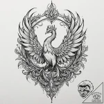 Ashen phoenix rising from ashes, ink illustra… – tattoo sketch (№1753264431_0, 23.07.2025 09:53) — tattoovalue.net