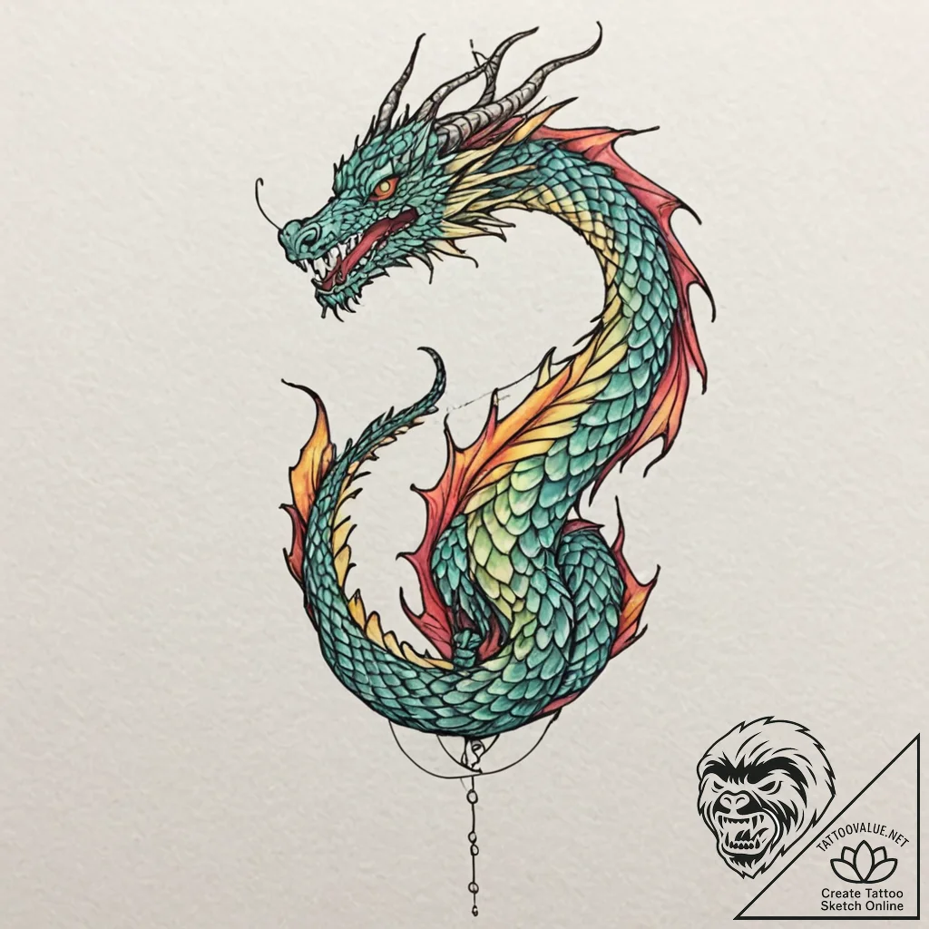 Dragon scales glowing beneath skin, tattoo sk... - tattoo sketch (№1753265020_0, 23.07.2025 10:03) — tattoovalue.net