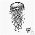 Jellyfish drifting through cosmic void, tatto… – tattoo sketch (№1753266094_0, 23.07.2025 10:21) — tattoovalue.net