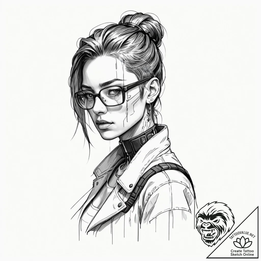 Cyberpunk - tattoo sketch (№1753266361_0, 23.07.2025 10:26) — tattoovalue.net
