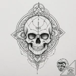 Keyhole within iron skull, artistic tattoo sk… – tattoo sketch (№1753266442_0, 23.07.2025 10:27) — tattoovalue.net