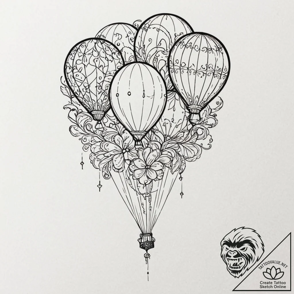 A whimsical balloon animal, party,, tattoo fl... - tattoo sketch (№1753266714_0, 23.07.2025 10:31) — tattoovalue.net