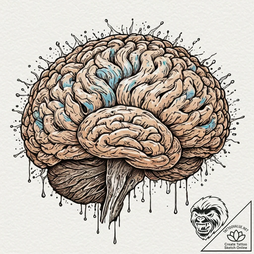 Walnut, brain-like, symbolizing intellect, co... - tattoo sketch (№1753267245_0, 23.07.2025 10:40) — tattoovalue.net