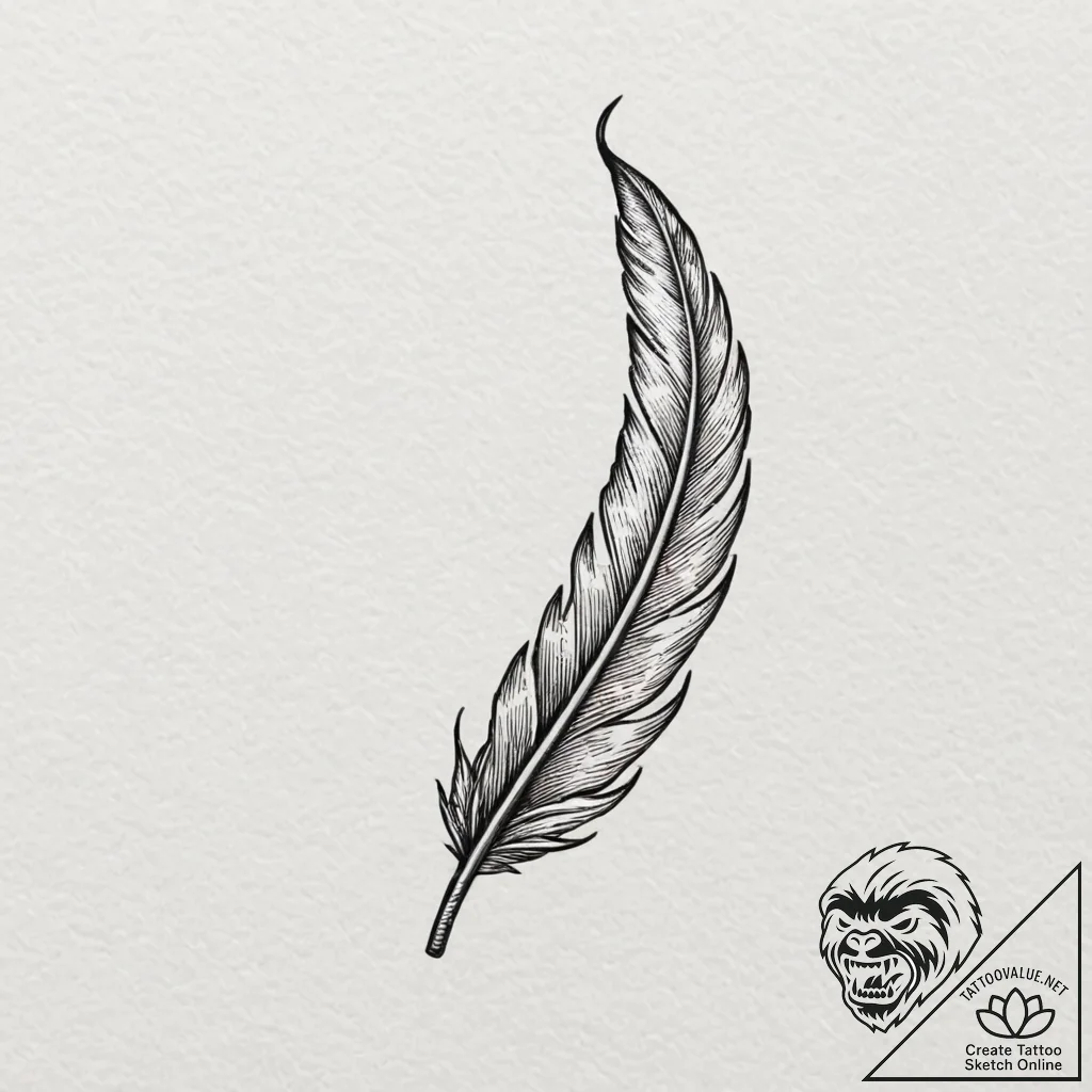 Burning feather with spectral glow, tattoo sk... - tattoo sketch (№1753267342_0, 23.07.2025 10:42) — tattoovalue.net