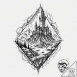 Uncharted map beneath bone spire, ink illustr… – tattoo sketch (№1753267863_0, 23.07.2025 10:51) — tattoovalue.net