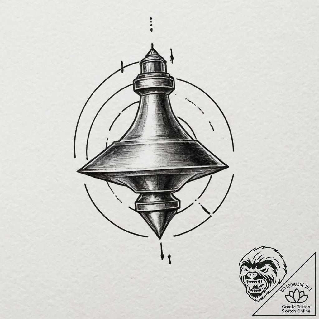 A spinning top, tattoo drawing outline, moder... - tattoo sketch (№1753267947_0, 23.07.2025 10:52) — tattoovalue.net