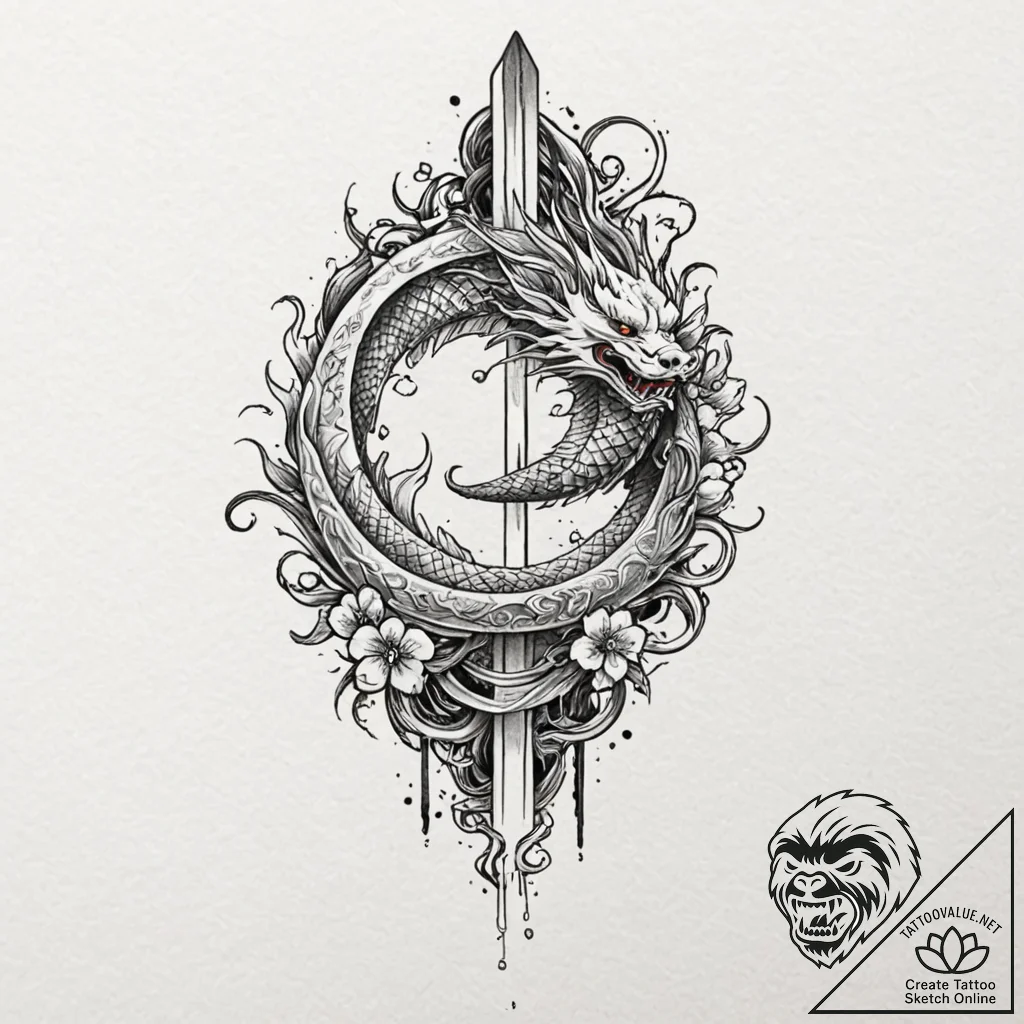 Necrotic dagger beneath celestial gate, conce... - tattoo sketch (№1753268653_0, 23.07.2025 11:04) — tattoovalue.net