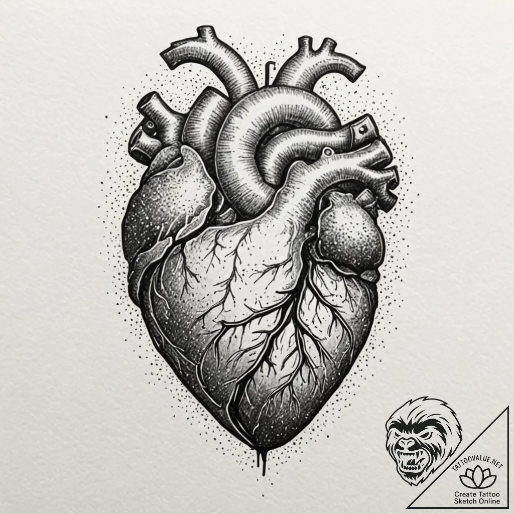 Lock made from an anatomical heart, artistic... - tattoo sketch (№1753268880_0, 23.07.2025 11:08) — tattoovalue.net