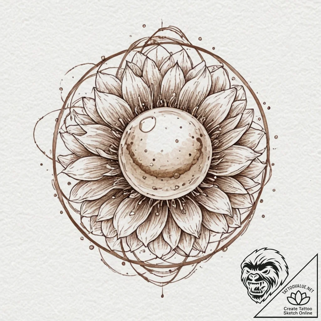 Orb within spectral bloom, artistic tattoo sk... - tattoo sketch (№1753269810_0, 23.07.2025 11:23) — tattoovalue.net