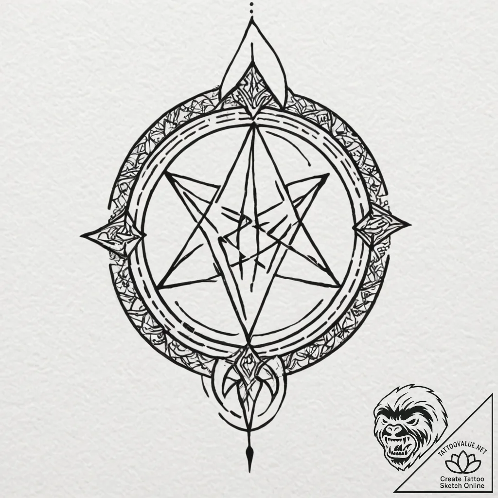 Necrotic sigil glowing faintly, tattoo flash... - tattoo sketch (№1753270668_0, 23.07.2025 11:37) — tattoovalue.net